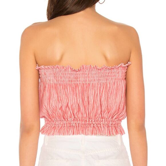 Free People Tube Top Peppermint Red Stripe Strapless Beachy Nautical Sailor Boho - Picture 2 of 7